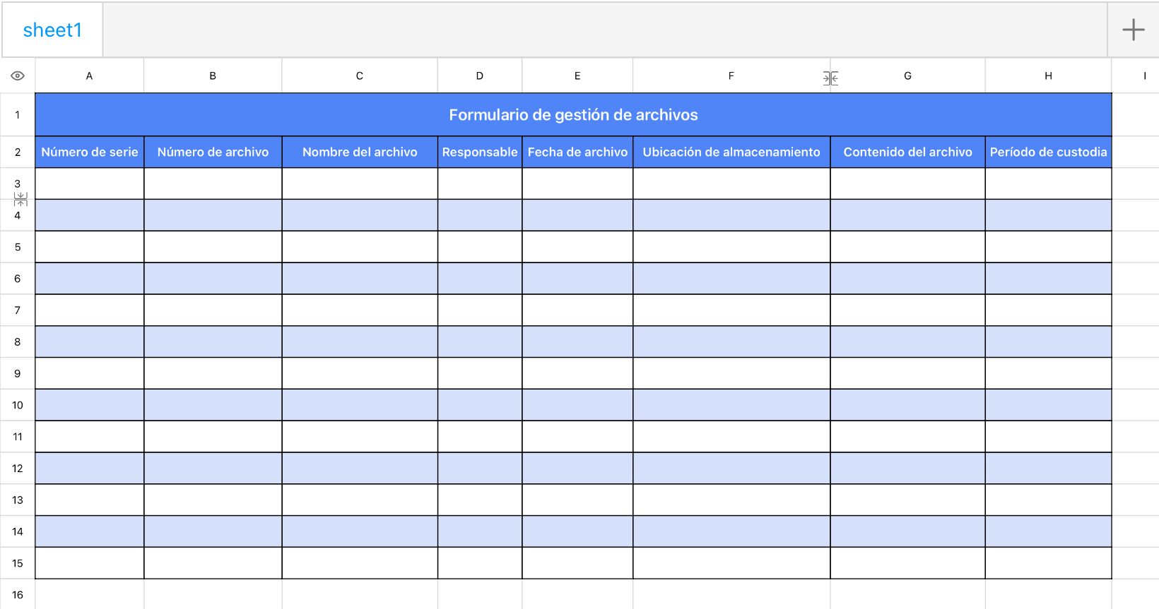 Formulario de gestión de archivos